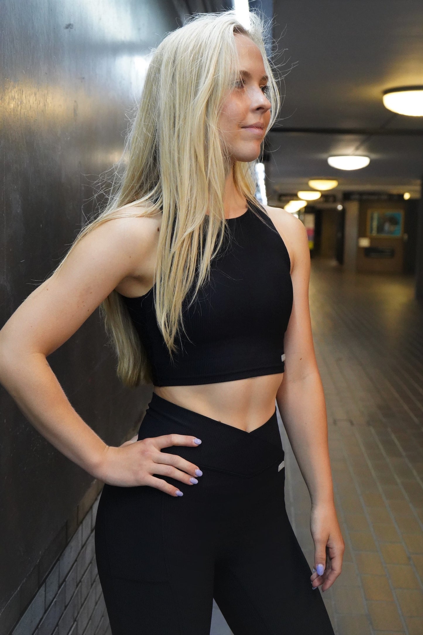 Black Ribbed High Impact Top